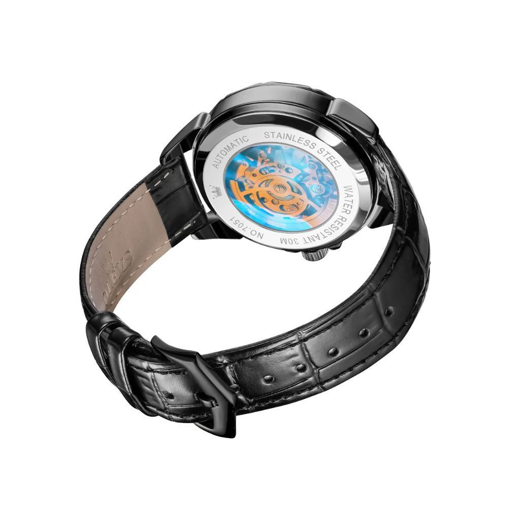 Tourbillon Automatik Mechanische Herrenuhr | Edelstahlgehäuse, Lederarmband, Leuchtzifferblatt, Wasserdicht