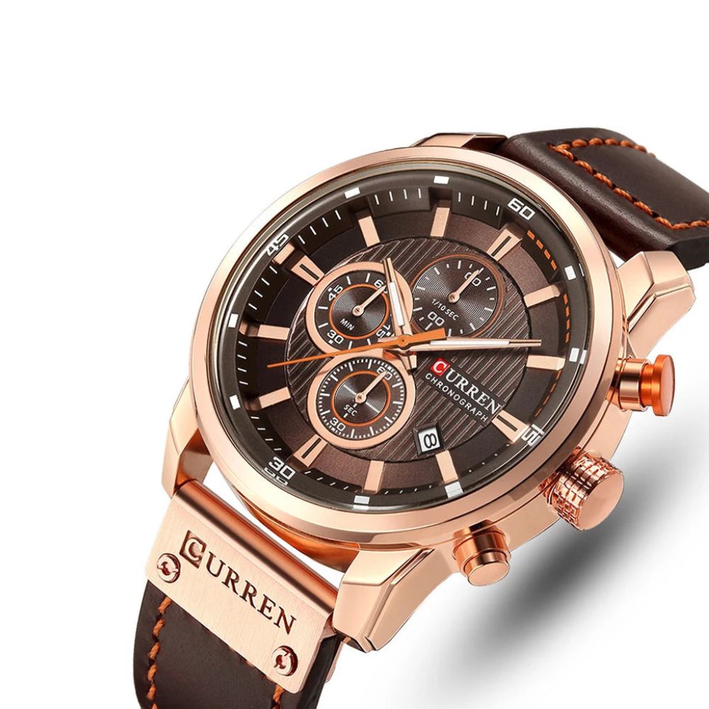 CURREN Relogio Masculino Herren-Lederarmband-Quartzuhr mit Chronograph