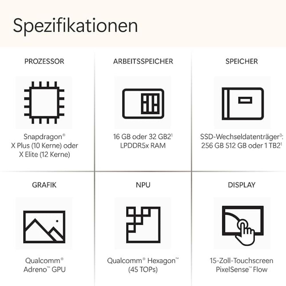 Microsoft Surface Laptop 7. Edition | Copilot + PC: 15” Touchscreen, Snapdragon® X Elite (12 Kerne), 16GB RAM, 1TB SSD 11