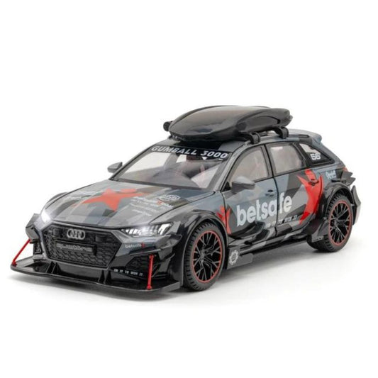Audi RS6 Racing Modellauto aus Metall (1:24) Perfektes Geschenk - Dekoratives Highlight (Grau)