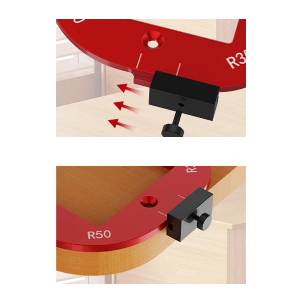 4-in-1 Frässchablone: R10-R50 Eckenradius | Winkel-Positionierungswerkzeug für Holzarbeiten 5