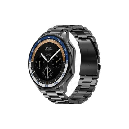 Business-Smartwatch X mit 32GB Speicher, Fitness-Tracker und wasserdichtem Design (Schwarz - Stahlarmband)