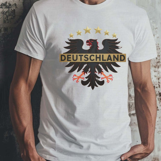 DEUTSCHLAND Herren T-Shirt mit deutschem Adler-Aufdruck | EM2024 Streetwear (Weiß)