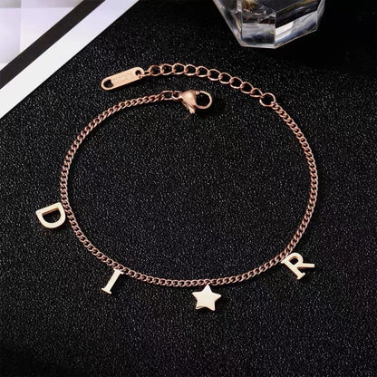 Vintage Edelstahl Luxus Sternanhänger Armband für Damen | Schmuck, Geschenk (Rosagold)