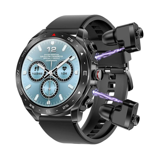 APOYOU Smartwatch mit Earbuds: 1,54 Zoll, IPS-Bildschirm | Fitness-Tracker (Schwarz)