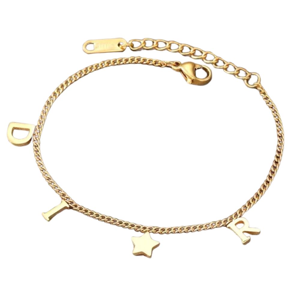 Vintage Edelstahl Luxus Sternanhänger Armband für Damen | Schmuck, Geschenk (Gold)