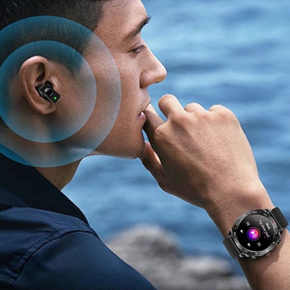 APOYOU Smartwatch mit Earbuds: 1,54 Zoll, IPS-Bildschirm | Fitness-Tracker (Schwarz) 7