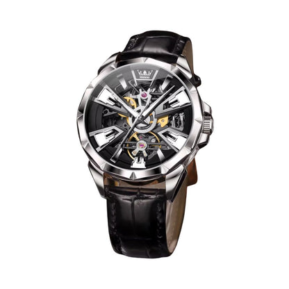 Tourbillon Automatik Mechanische Herrenuhr | Edelstahlgehäuse, Lederarmband, Leuchtzifferblatt, Wasserdicht