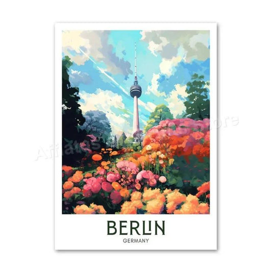 Weltstädte Retro Reise-Poster | Leinwanddruck, Ästhetische Wanddekoration ohne Rahmen (Berlin - Deutschland)
