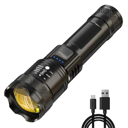 Leistungsstarke XHP50 LED-Taschenlampe: 4 Kern mit Zoom | USB-Ladefunktion