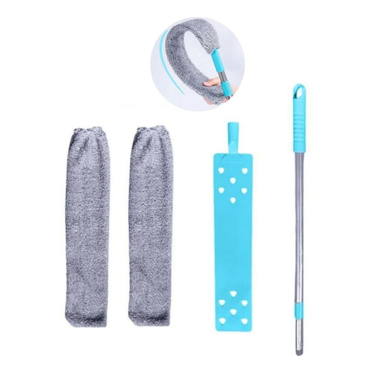 Retractable Gap Dust Brush: Telescopic Flat Brush with Long Handle and Washable Cloths
