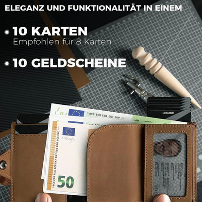 Herren Geldbörse aus echtem Leder | RFID Blocker, Airtag-kompatibel, 10 Karten-Slim Design mit Münzfach 4