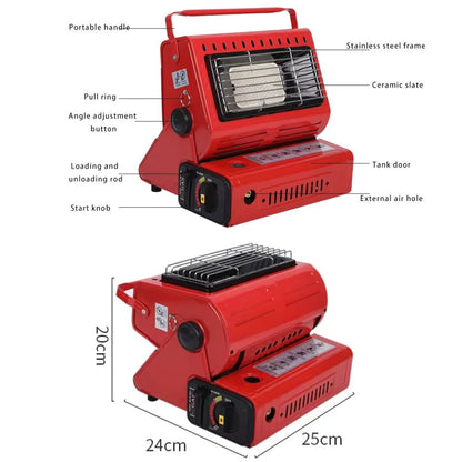 Tragbare 2-in-1 Butan-/Propangasheizung & Gaskocher | Keramikheizung für Camping, Wohnwagen, Angeln & Outdoor