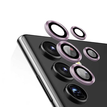 Samsung Galaxy S24/S23/S22 Ultra Kameraobjektivschutz | Metallringgehäuse mit gehärtetem Glasdeckel (Rosa)