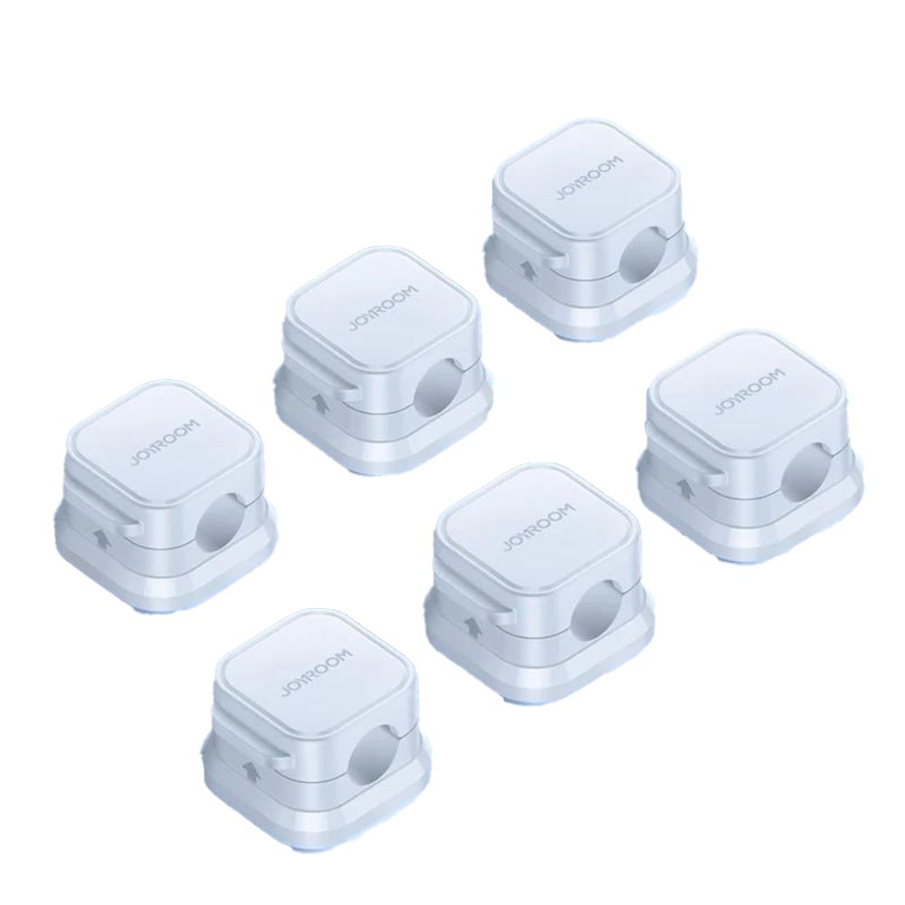 6x Magnetische Kabelhalter | Selbstklebend, Verstellbar: Kabelmanagement für Schreibtisch, Nachttisch & mehr (Weiß)