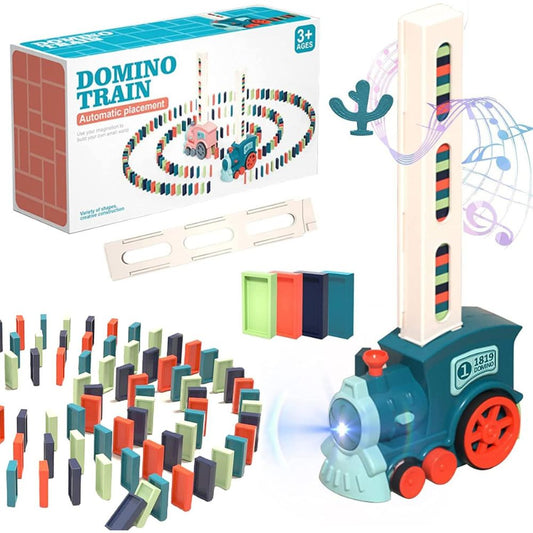 63-Piece Domino Train Electric Car Building Kit | Creative DIY Toy for Kids and Everyone