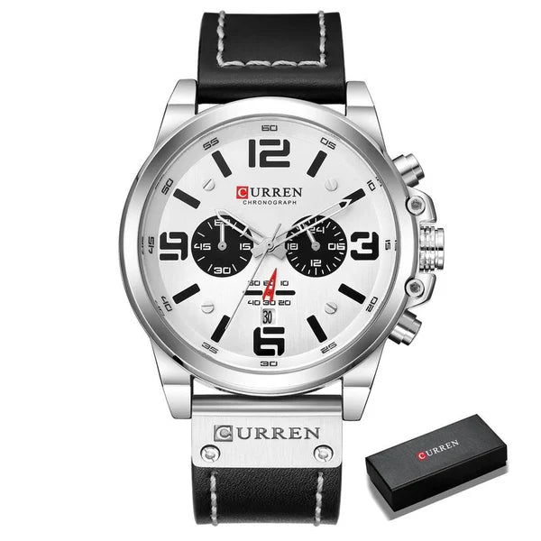 CURREN Luxus Chronograph Quarz-Uhr für Herren mit Lederarmband