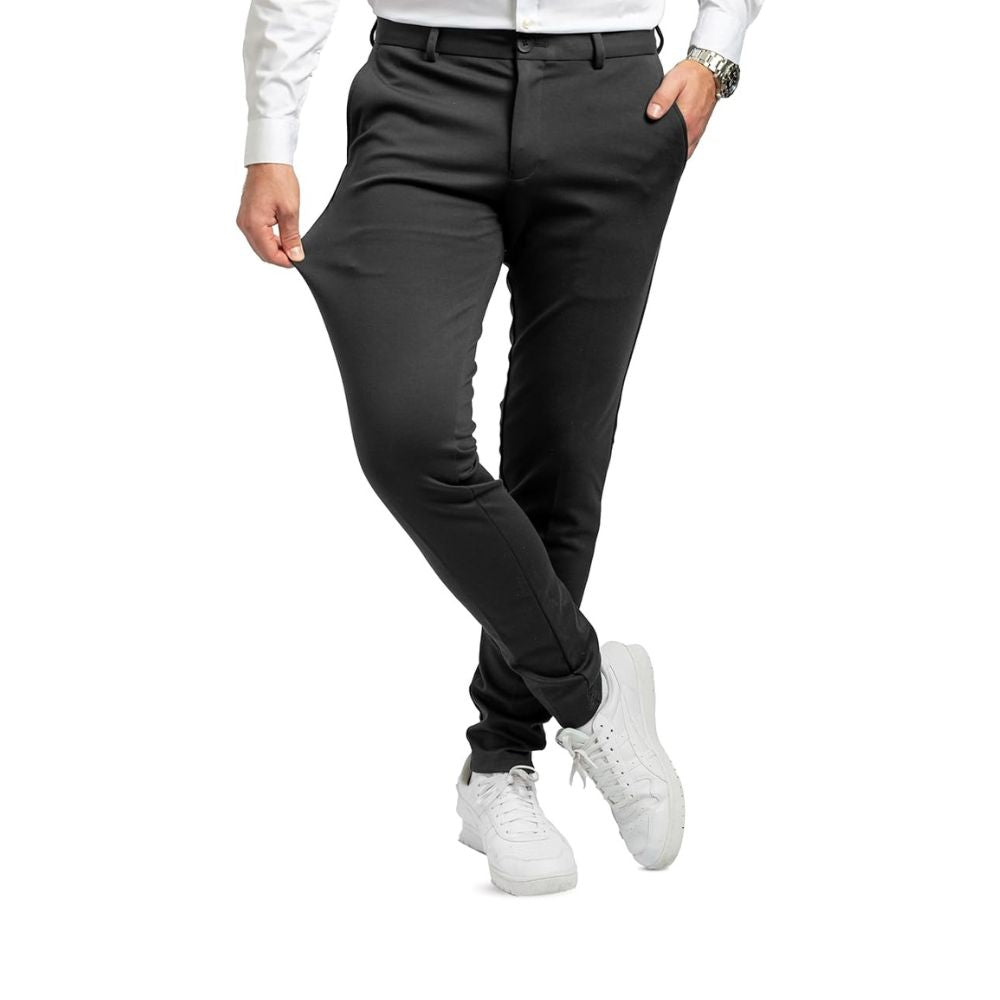 Performance Slim Fit Business & Freizeit Stretch-Herren-Hose | Bequeme Stoffhose