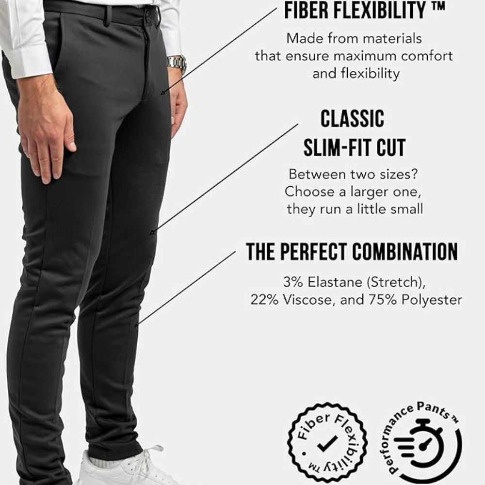 Performance Slim Fit Business & Freizeit Stretch-Herren-Hose | Bequeme Stoffhose 2