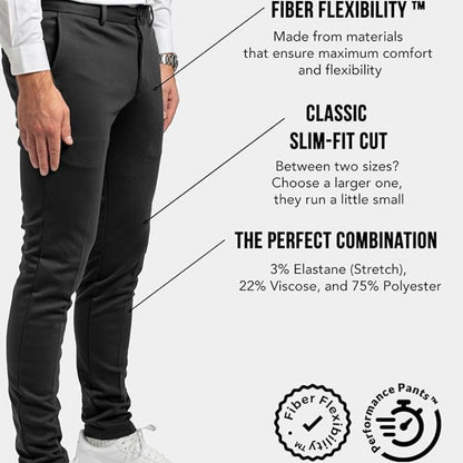 Performance Slim Fit Business & Freizeit Stretch-Herren-Hose | Bequeme Stoffhose 2