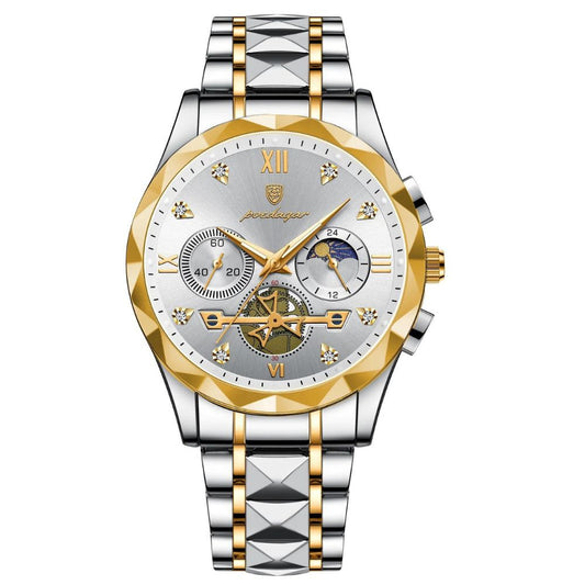 POEDAGAR Luxuriöse Herren Armbanduhr | Wasserdicht, leuchtende Chronographen aus Edelstahl für Männer