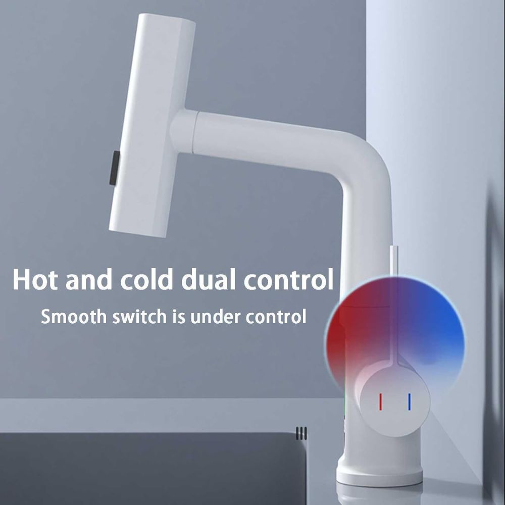 LED-Digitalanzeige Wasserfall Küchenarmatur: 3-in-1 Schwenkbarer Auslauf | Höhenverstellbar - Warm & Kalt Schalter3