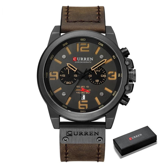 CURREN Luxus Chronograph Quarz-Uhr für Herren mit Lederarmband