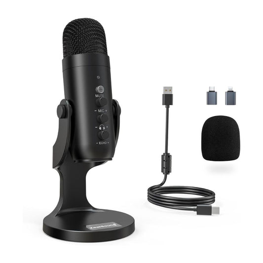 USB-Mikrofon Kondensator | Streaming - Podcasting: mit Telefonadapter und Kopfhörerausgang