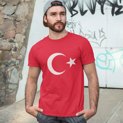 Türkei-Flagge Kurzarm Casual T-Shirt in Rot | Neumond-Stern Design: EM2024 Streetwear 2