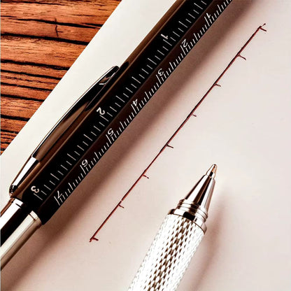 6-in-1 Multifunktionsstift: Stylus-Touch Pen, Schraubendreher (Schlitz + Kreuzschlitz), Lineal, Wasserwaage, Kugelschreiber