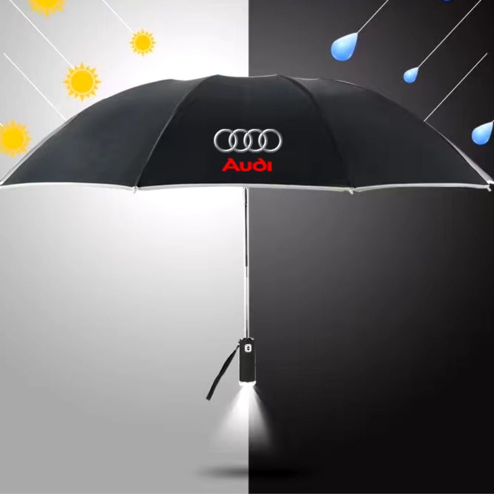 Audi Style Automatischer LED-Regenschirm mit integrierter Taschenlampe