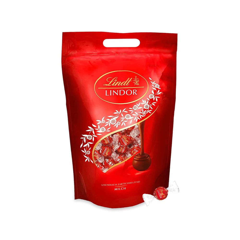 Lindt LINDOR Kugeln Milch (2kg) ca. 155 Kugeln aus Vollmilch-Schokolade mit zartschmelzender Füllung