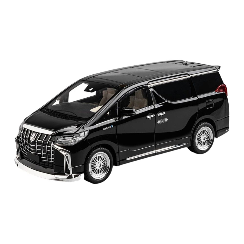 Toyota Alphard MPV Modellauto (1:18) mit automatisch öffnenden Hintertüren | Sound, Licht (Schwarz)