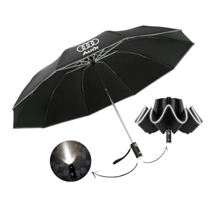 Audi Style Automatischer LED-Regenschirm mit integrierter Taschenlampe