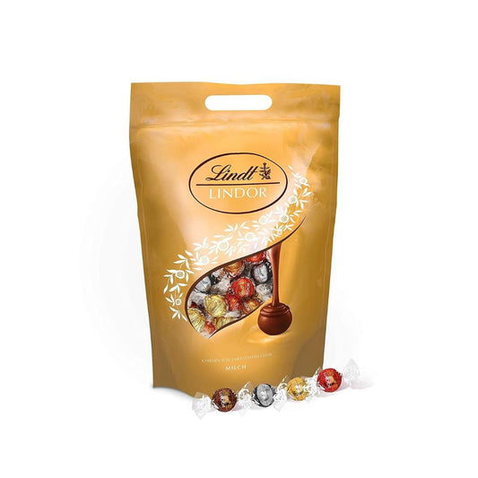 Lindt LINDOR Kugeln Mischung (2kg) ca. 160 Kugeln | Vollmilch, Weiß, Dark 60%, Haselnuss