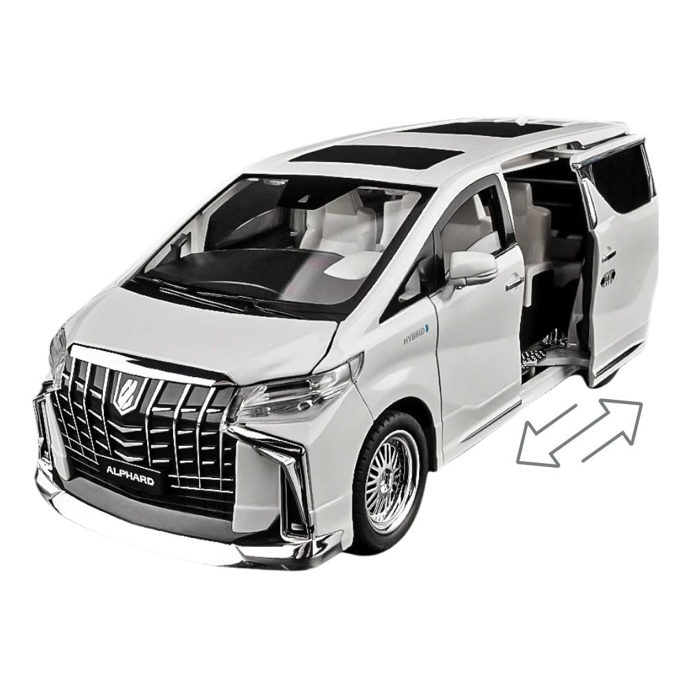 Toyota Alphard MPV Modellauto (1:18) mit automatisch öffnenden Hintertüren | Sound, Licht