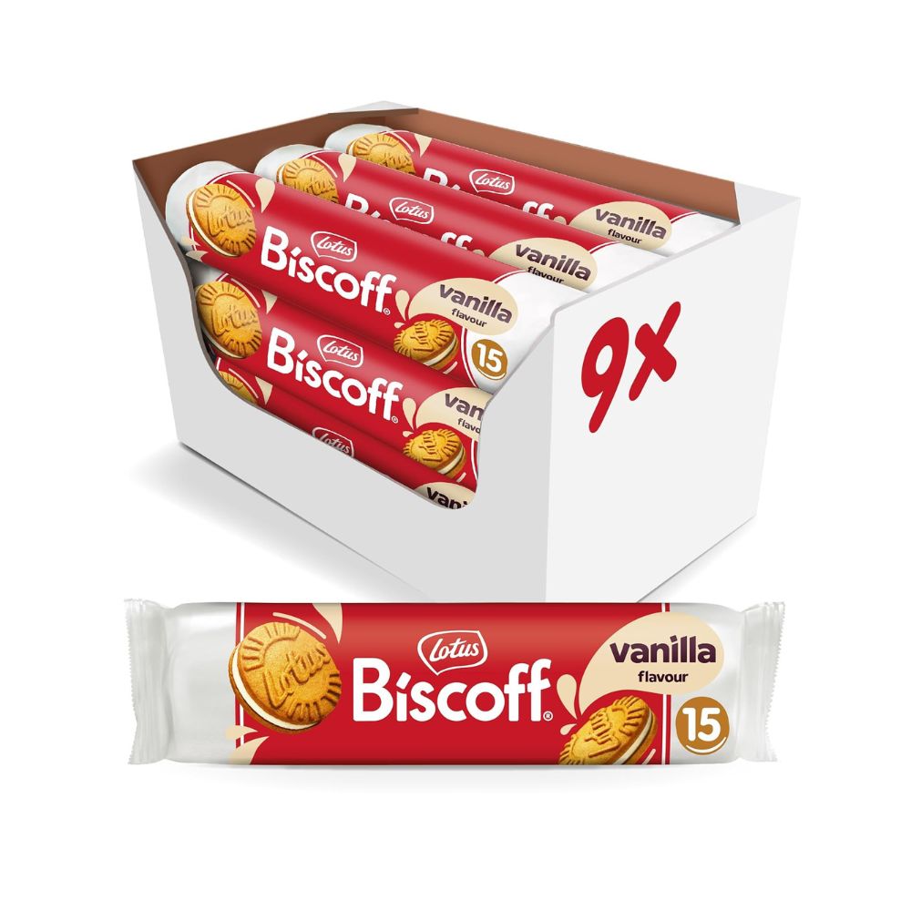 Lotus Biscoff mit Vanillecreme-Füllung (9x 150g) | Vegan, 15 Stück pro Packung, 1.35kg