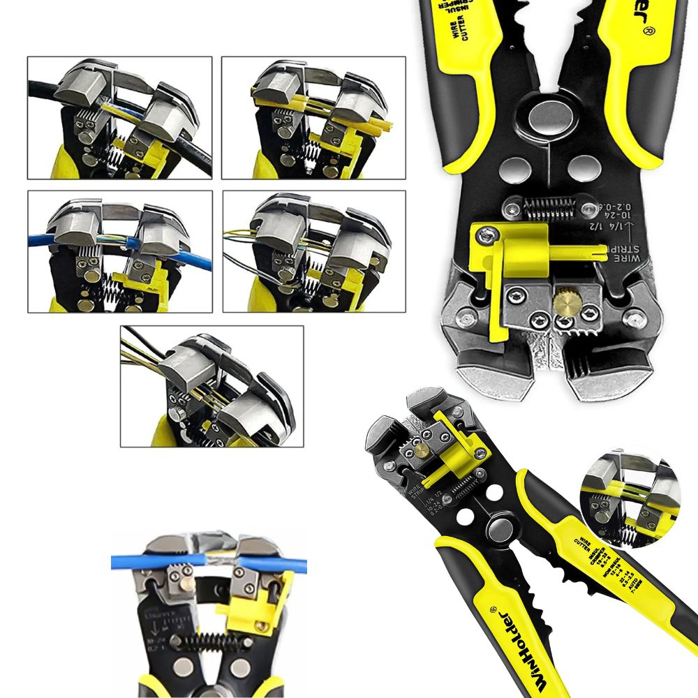 3-in-1 Elektriker Crimpzange | Automatisches Abisolier-, Schneidwerkzeug für Kabel & Draht