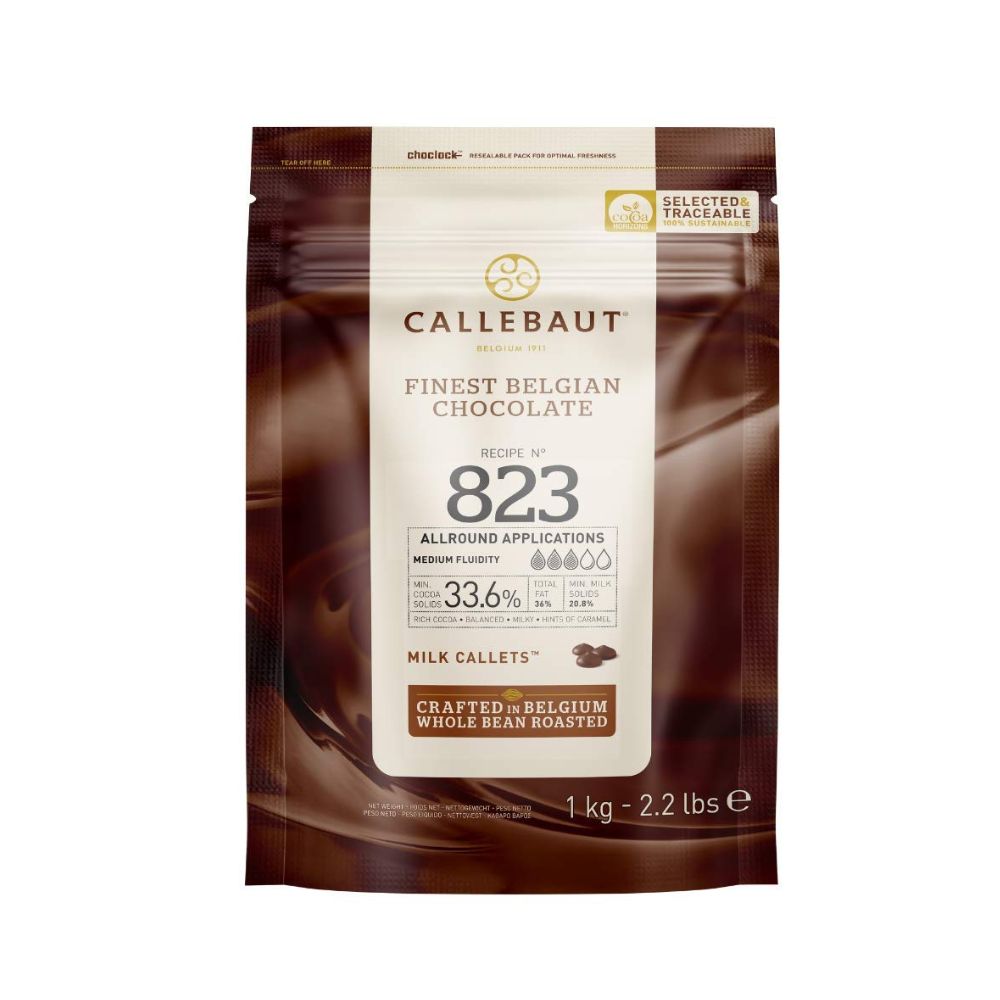 CALLEBAUT Receipe No. 823 (1kg) | Kuvertüre Callets, Vollmich Schokolade, 33,6% Kakao