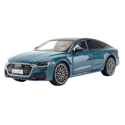 Audi A7 Modellauto (1:24) mit Rückzieh-Funktion, Lenkbare Vorderräder, Licht- & Soundeffekte (Blau)