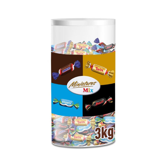 Miniatures Mix (3kg) | Mars, Snickers, Bounty & Twix - Riegelklassiker im Mini Format: 296 Riegel