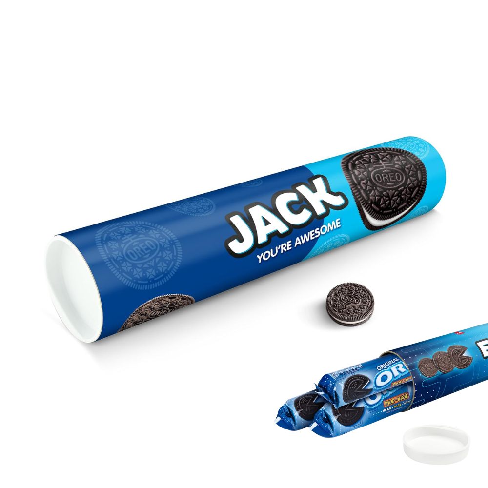 OREO (1000g) personalisiert mit Namen & 6x Original-Packungen in der Mega-Rolle