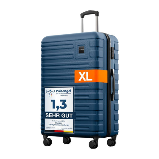 TRAVELY Polycarbonat Reisekoffer XL (77cm - 100 Liter) mit sanften Rollen & TSA Schloss