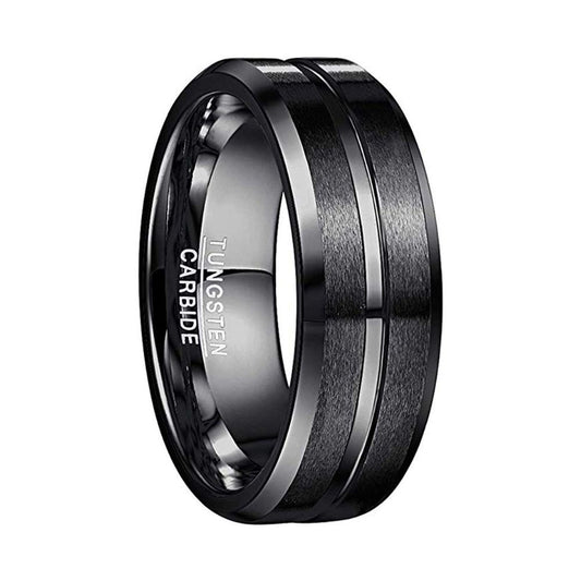 Partnerring aus Wolframcarbid für Herren in Schwarz: Kratzfest (8mm - Größe 70-22.3)