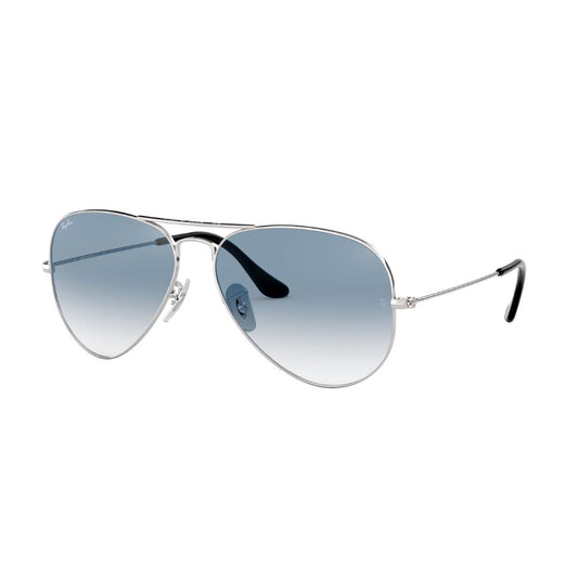 Ray Ban 'Aviator' Sonnenbrille (58mm): Silbernes Gestell, Gläser mit blauem Farbverlauf