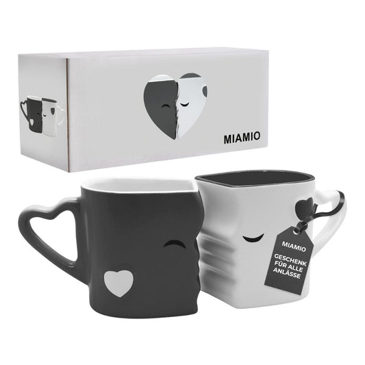 MIAMIO Küssende Kaffeetassen-Set aus Keramik | Geschenk für Frauen und Männer