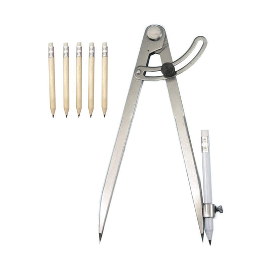 Spitzzirkel mit Bleistifthalter für Zeichenkreise (20cm) für Metallbearbeitung & Lederverarbeitung