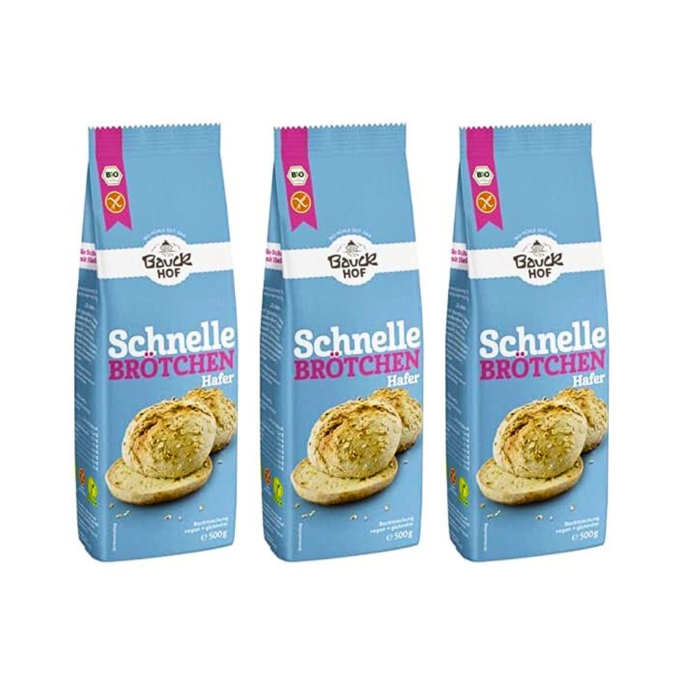 Schnelle Frische Brötchen mit Hafer (3x Packung): Glutenfrei und 100% Bio