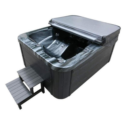 Home Deluxe Outdoor-Whirlpool 'Black Marble Plus' mit Treppe und Thermoabdeckung: Heizung, LED