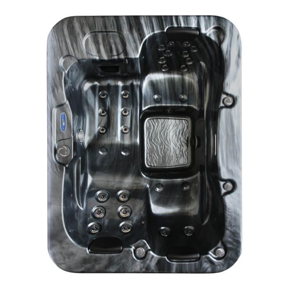 Home Deluxe Outdoor-Whirlpool 'Black Marble Plus' mit Treppe und Thermoabdeckung: Heizung, LED